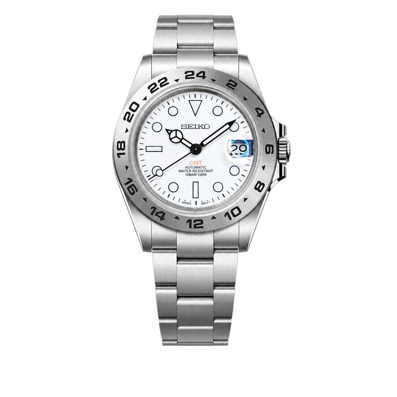 Seiko Mod GMT – Explorer II Bright Silver