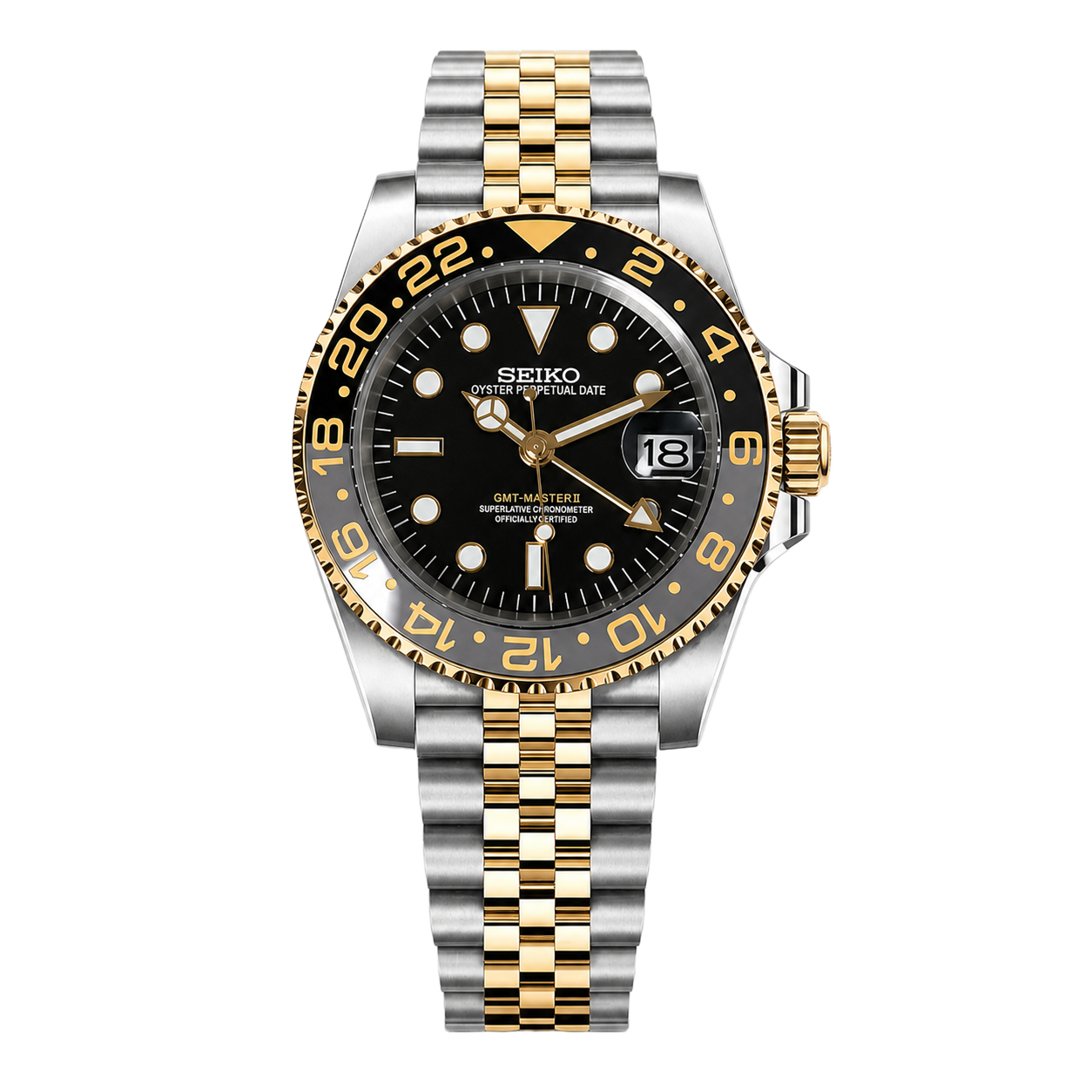 Seiko Mod GMT – Gold & Black Two Tone watch