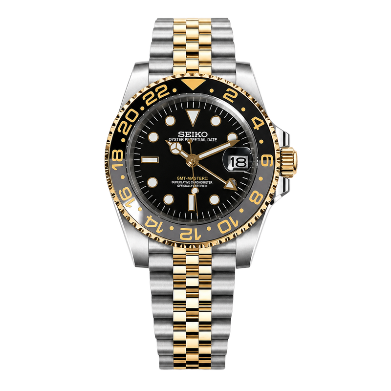 Seiko Mod GMT – Gold & Black Two Tone watch