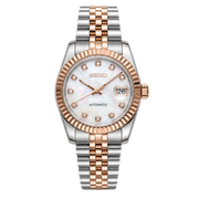 Seiko Mod Ladyjust – Two-Tone Rose Gold Mother of Pearl & Diamonds watch