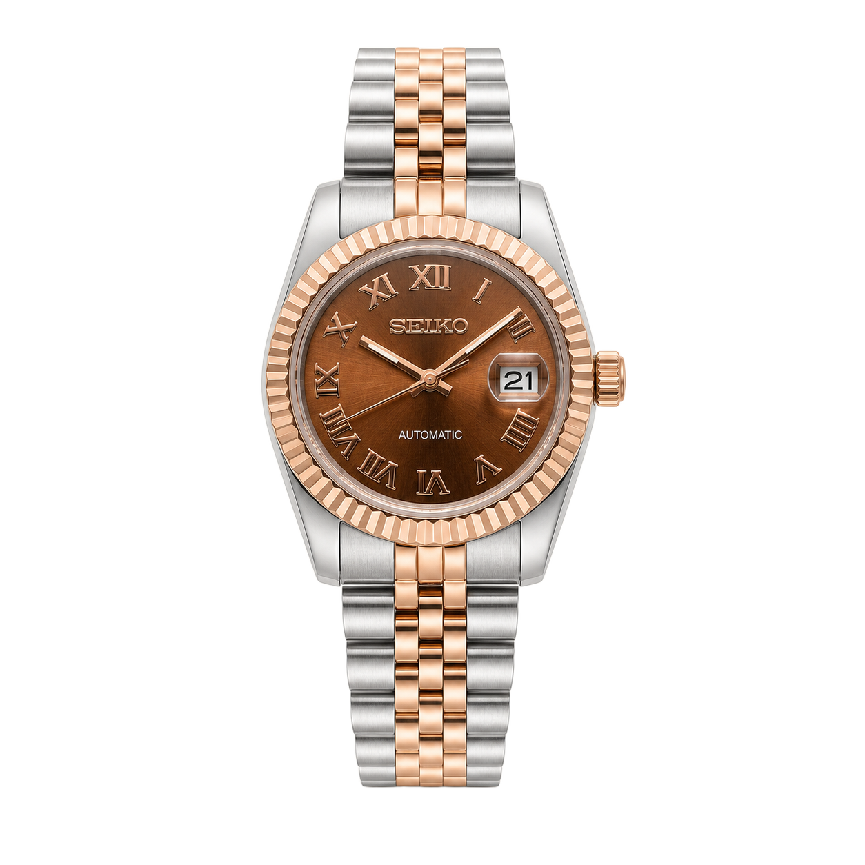Seiko Mod Ladyjust – Two-Tone RoseGold Bronze Roman watch