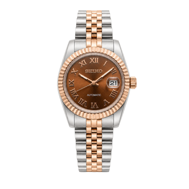 Seiko Mod Ladyjust – Two-Tone RoseGold Bronze Roman watch