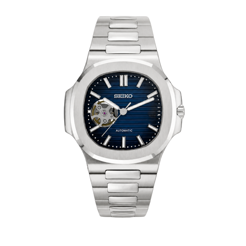 Seiko Mod Nautilus – Blue Open Heart watch