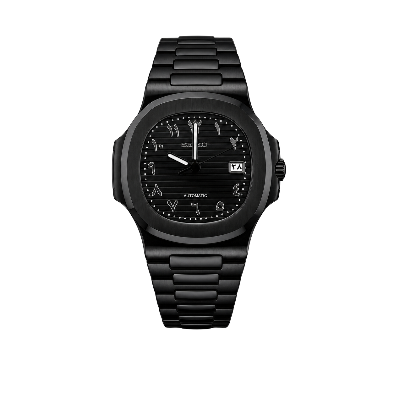 Seiko Mod Nautilus - Arabic Triple Black watch