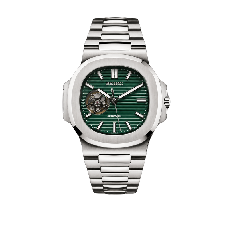 Seiko Mod Nautilus - Emerald Green Open-Heart watch