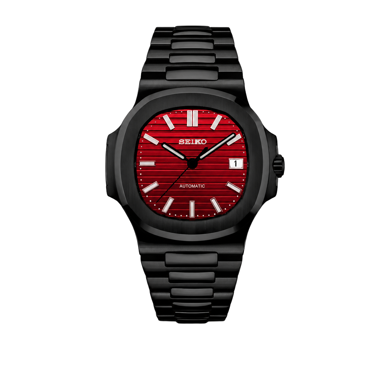 Seiko Mod Nautilus Inferno Red – Black Edition watch