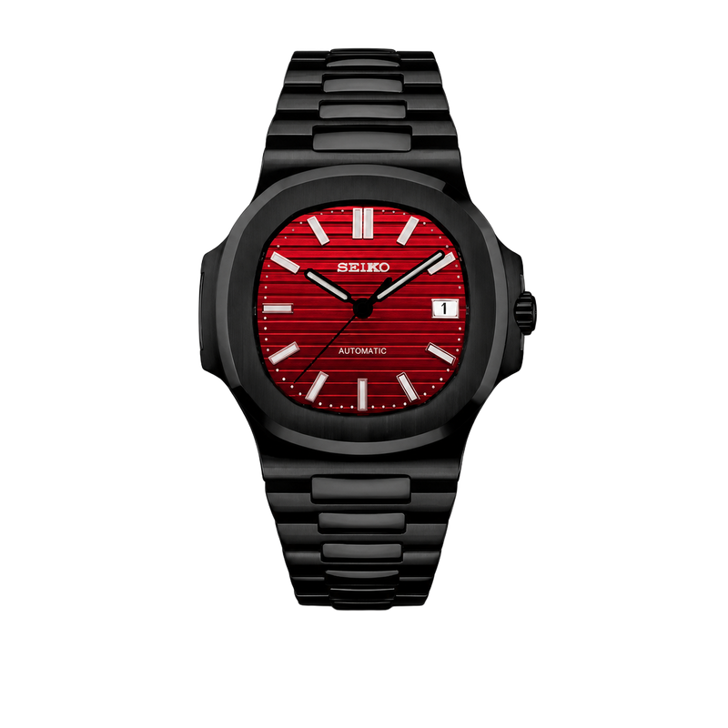 Seiko Mod Nautilus Inferno Red – Black Edition watch