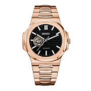 Seiko Mod Nautilus Rose Eclipse Open Heart watch