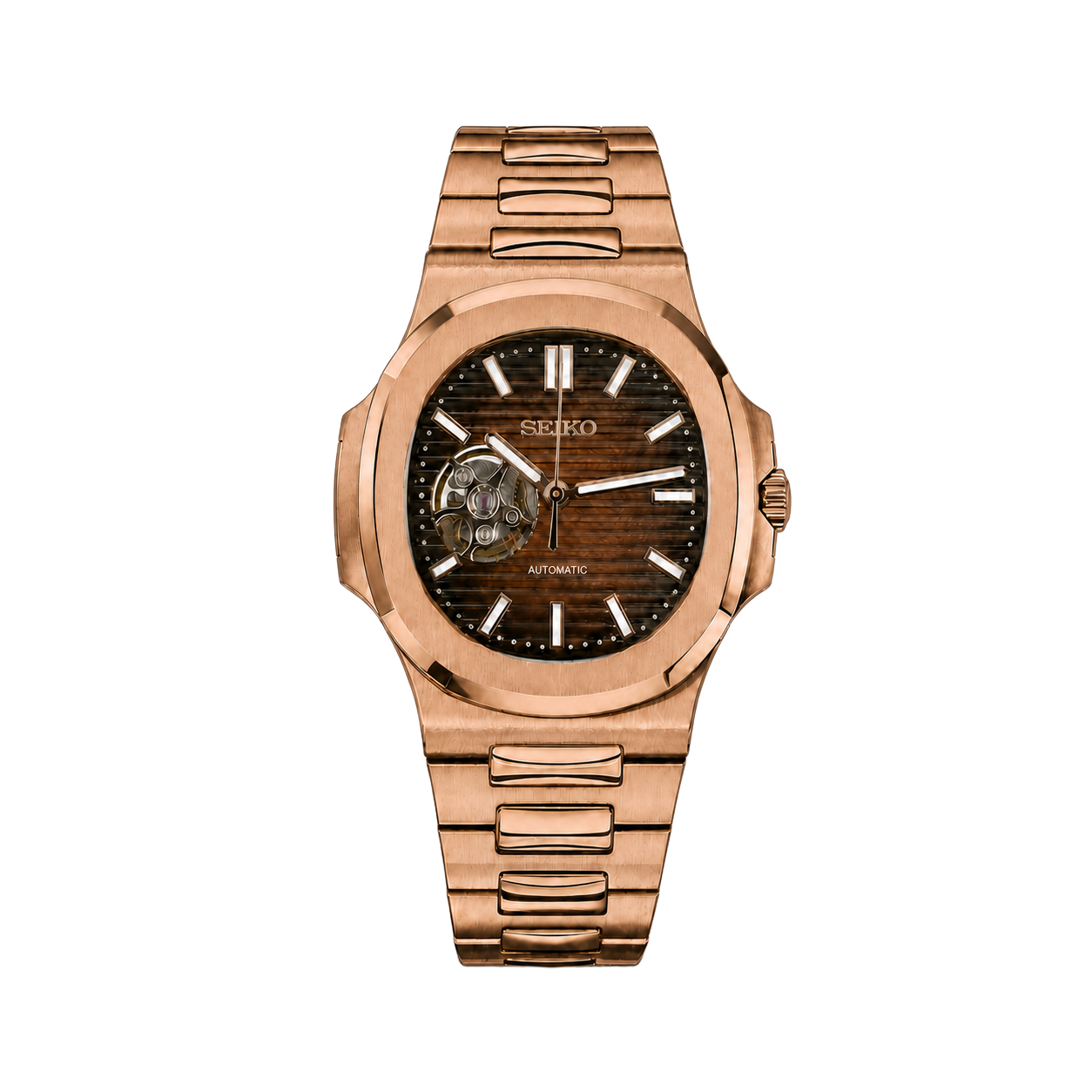 Seiko Mod Nautilus – Rose Gold Chocolate watch