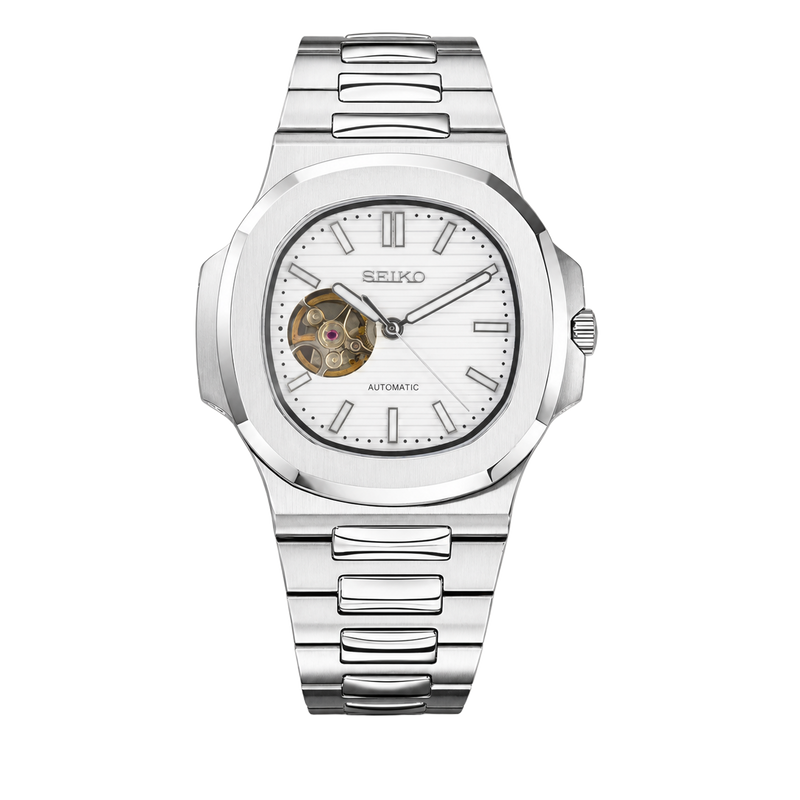 Seiko Mod Nautilus – White Open Heart watch