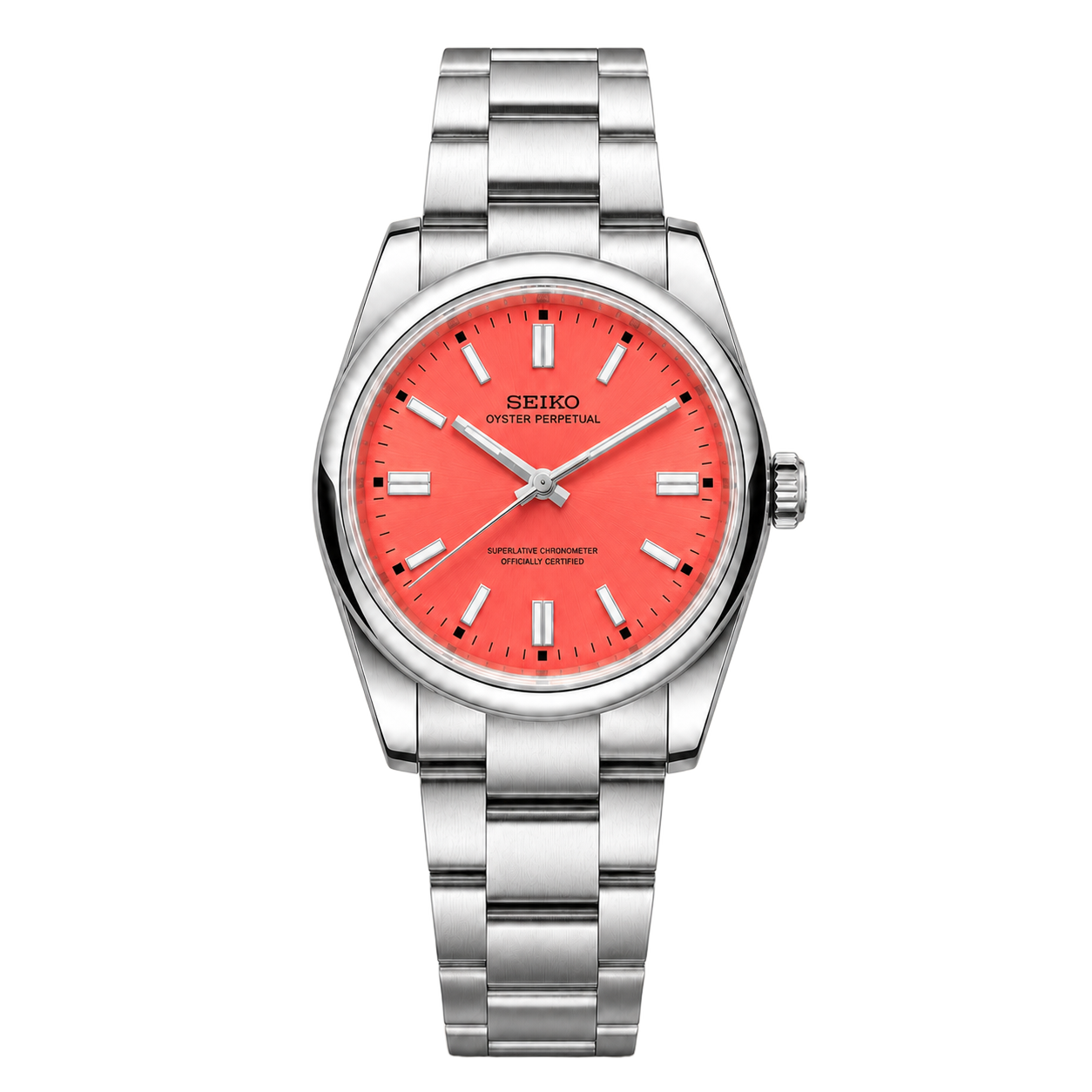 Seiko Mod Oyster Perpetual – Coral Red watch
