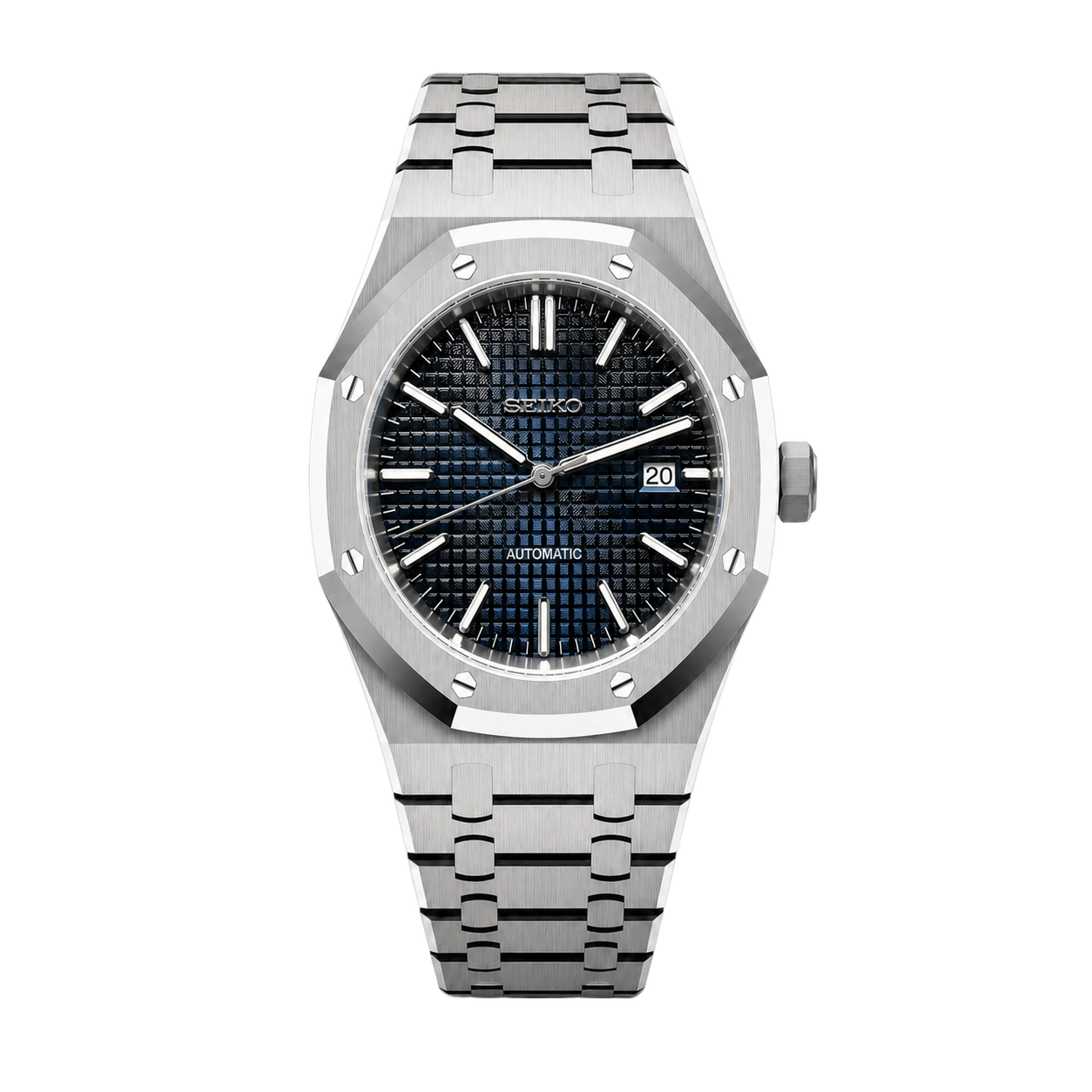 Seiko Mod Royal Oak Blue Grid Dial watch