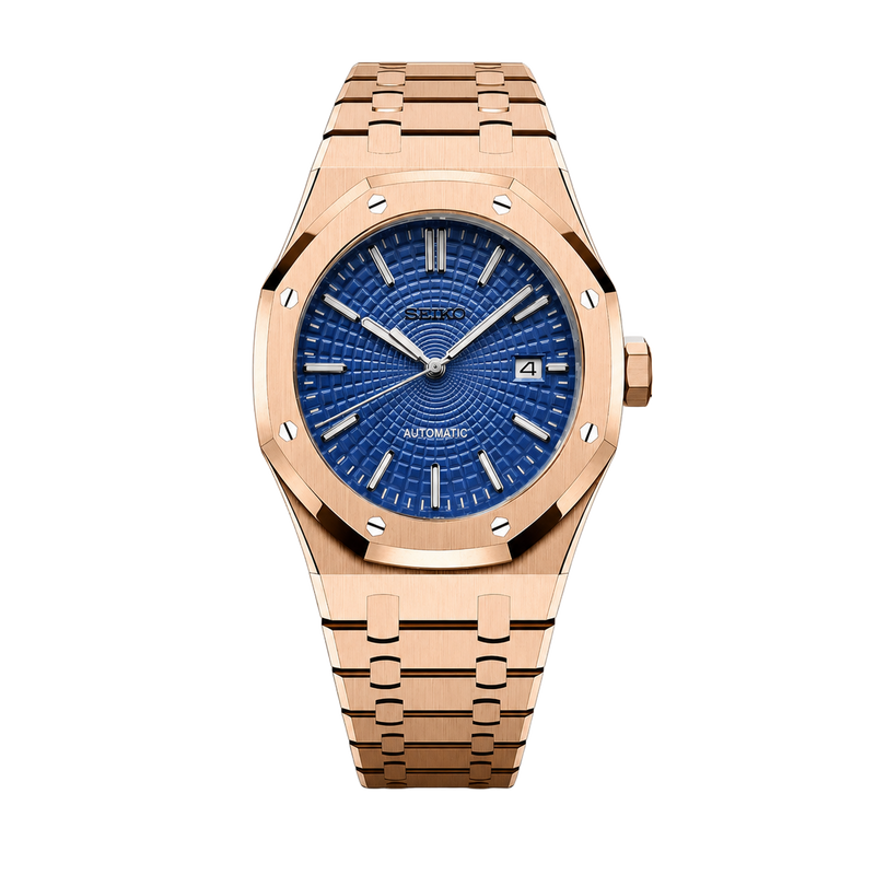 Seiko Mod Royal Oak – Rose Gold Blue Dial watch