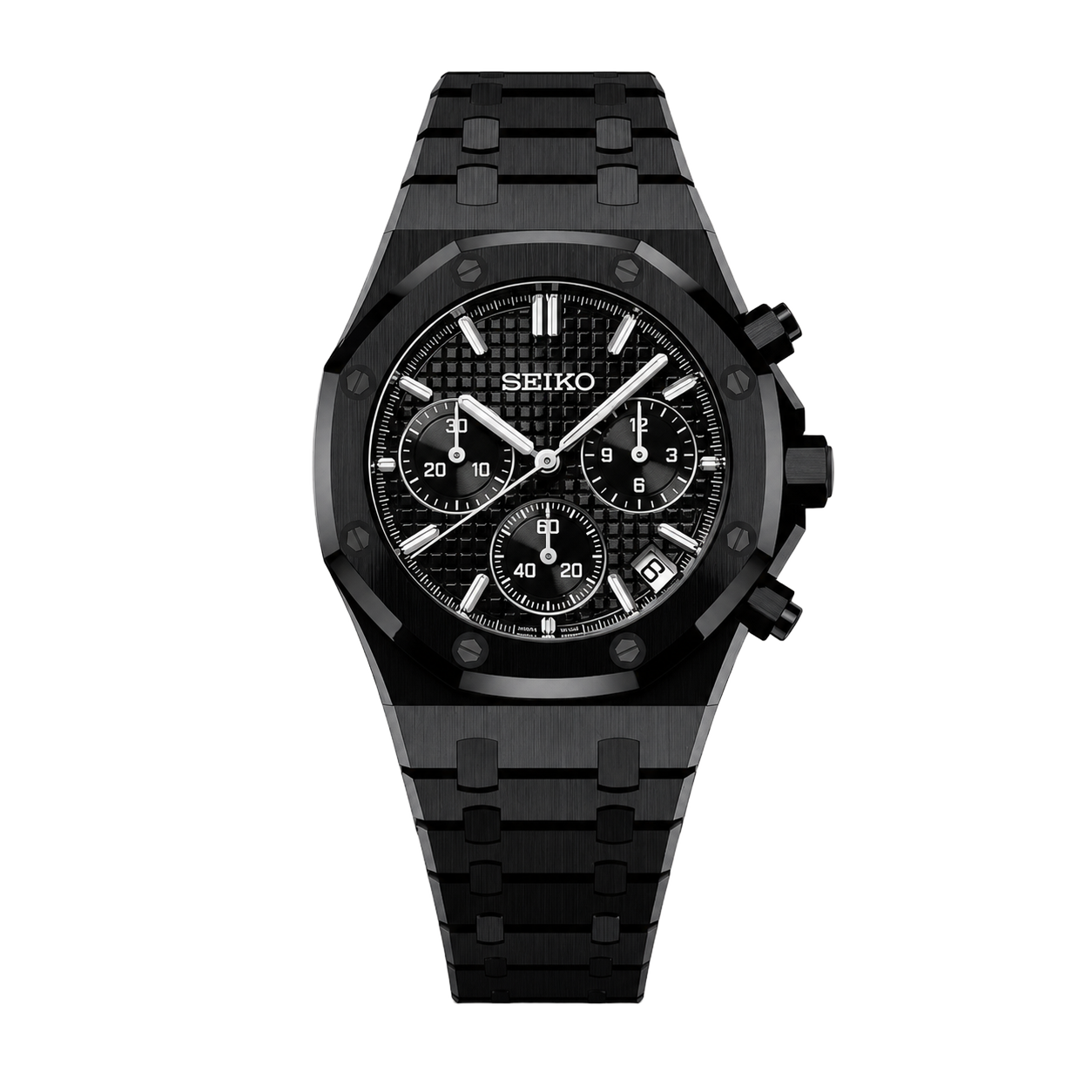 Seiko Mod Royal Oak Chronograph – Full Black Edition watch
