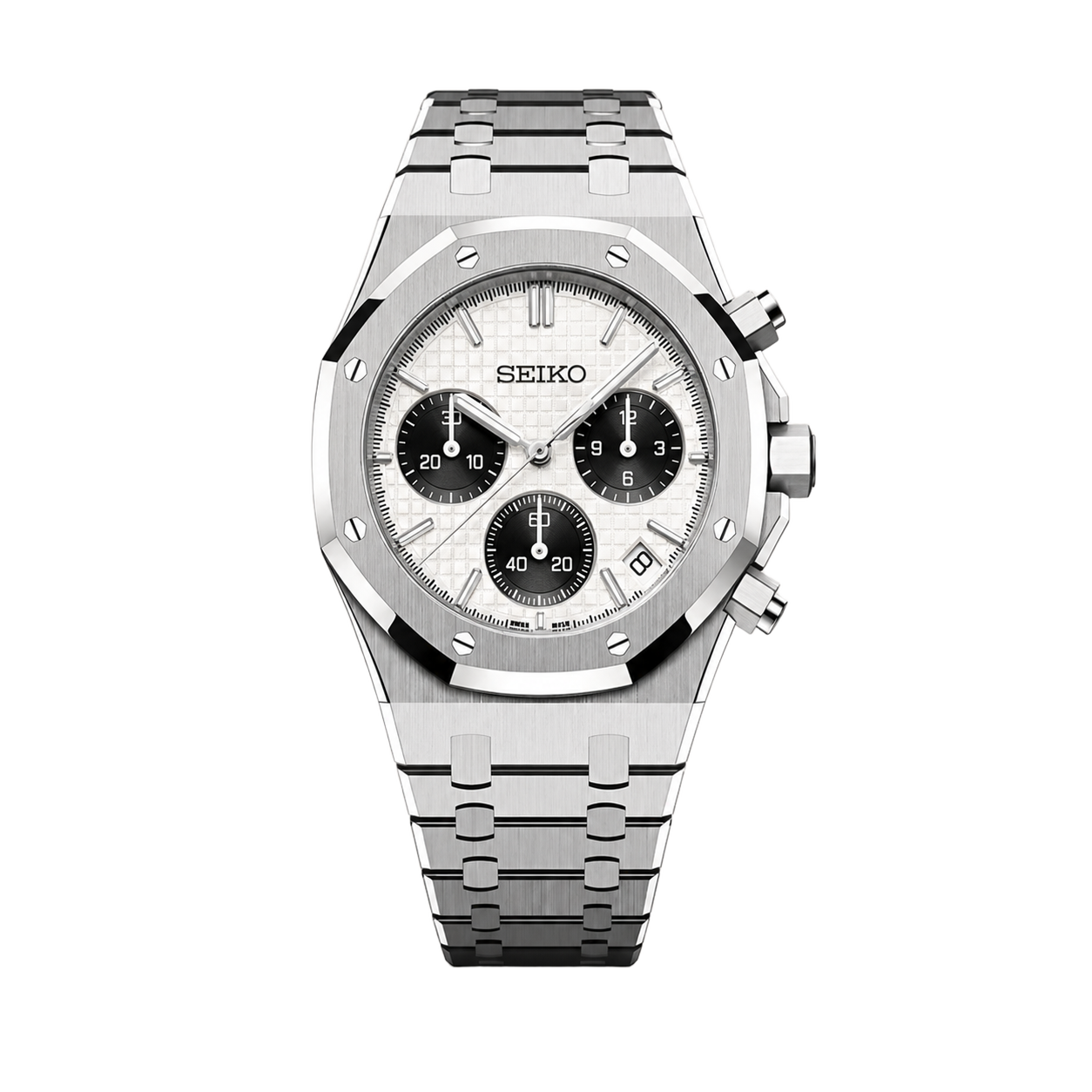 Seiko Mod Royal Oak Chronograph Panda Dial watch