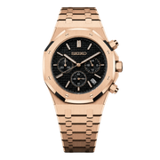 Seiko Mod Royal Oak Chronograph – Rose Gold Black Dial watch