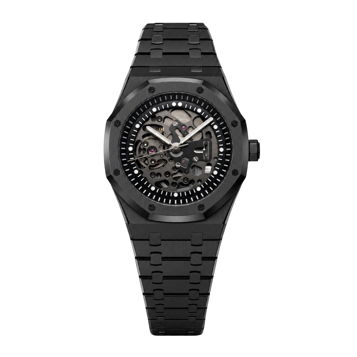 Seiko Mod Royal Oak – Full Black Skeleton Dial watch