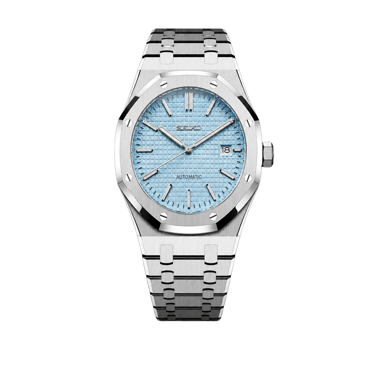 Seiko Mod Royal Oak – Ice Blue Waffle Dial watch