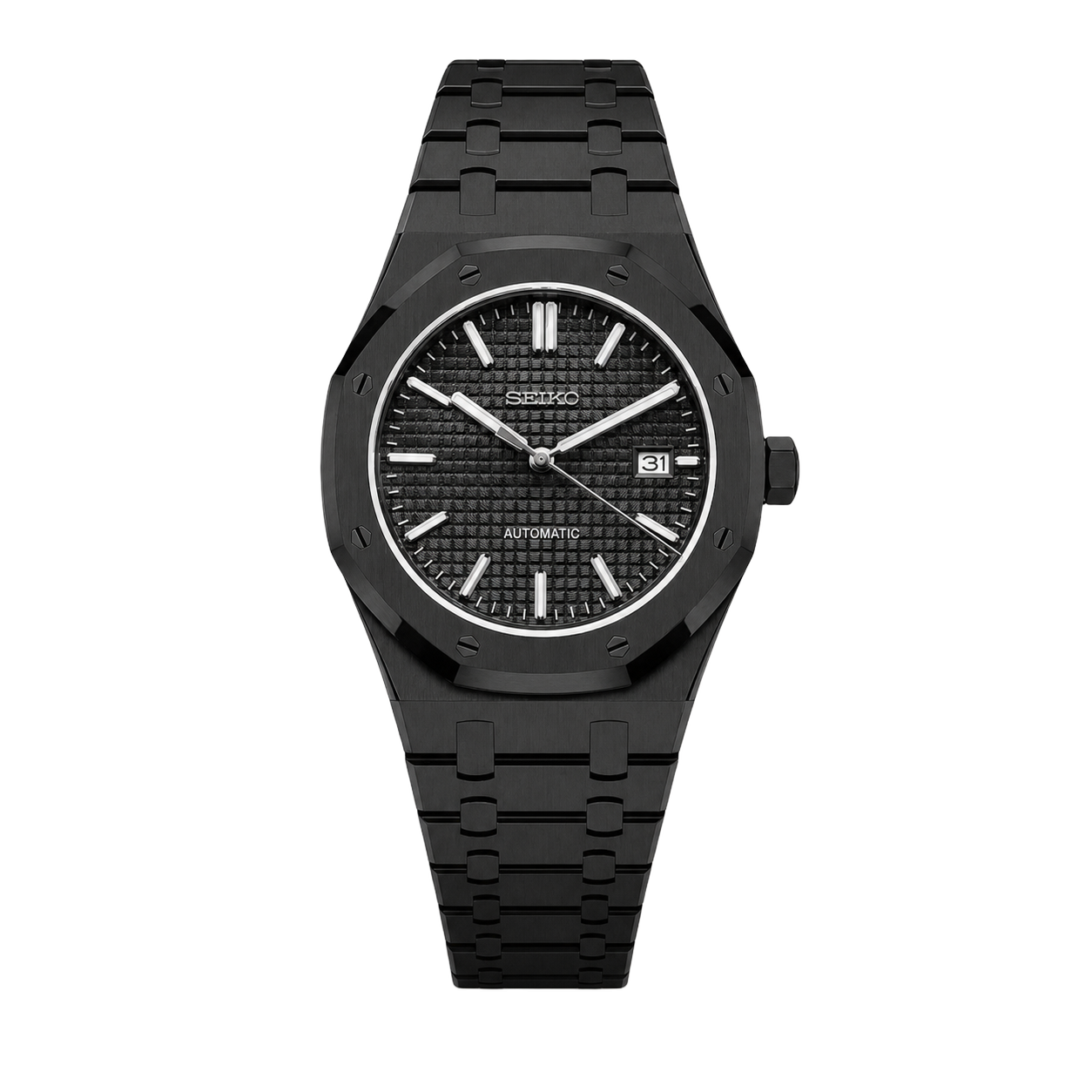 Seiko Mod Royal Oak – Stealth Black Dial watch