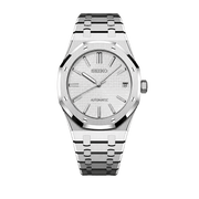 Seiko Mod Royal Oak – White/Silver Tapisserie Dial watch