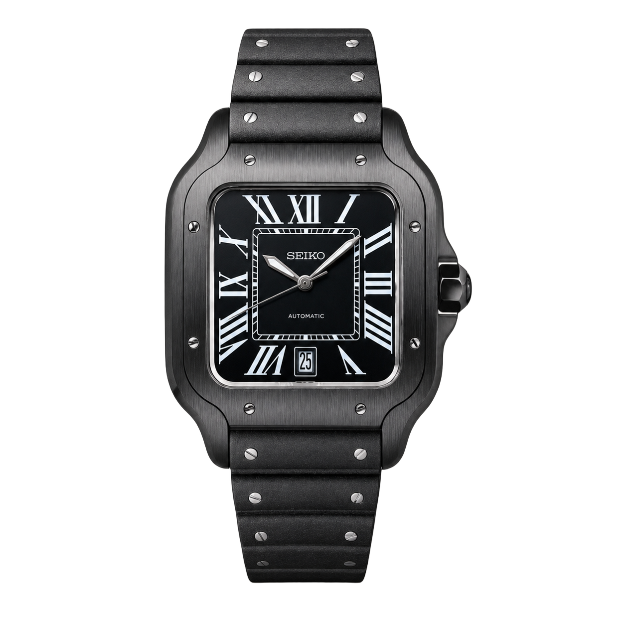 Seiko Mod Santos ADLC (Black Roman Dial) watch
