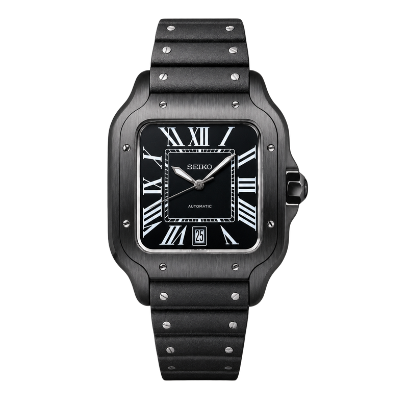Seiko Mod Santos ADLC (Black Roman Dial) watch