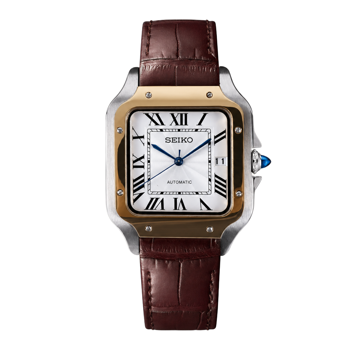 Seiko Mod Santos – Two-Tone Brown Leather watch