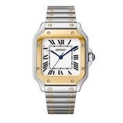 Seiko Mod Santos – Two-Tone Gold & White Dial watch