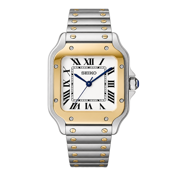 Seiko Mod Santos – Two-Tone Gold & White Dial