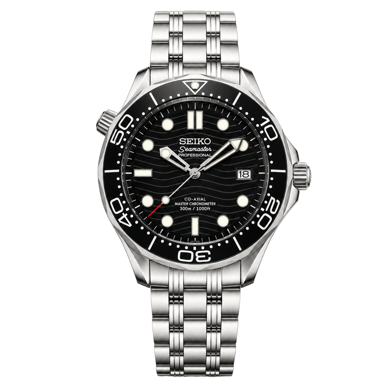 Seiko Mod Seamaster Diver – Black Wave Dial watch