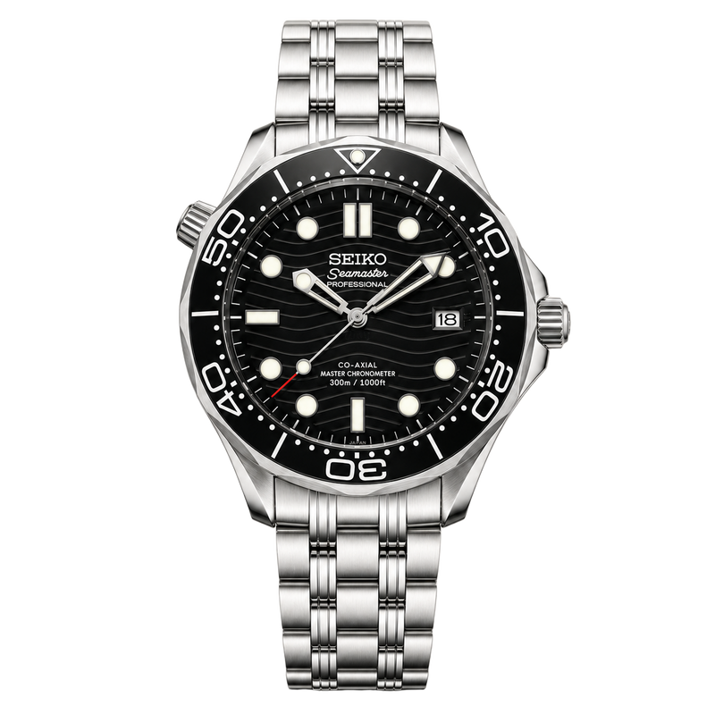 Seiko Mod Seamaster Diver – Black Wave Dial