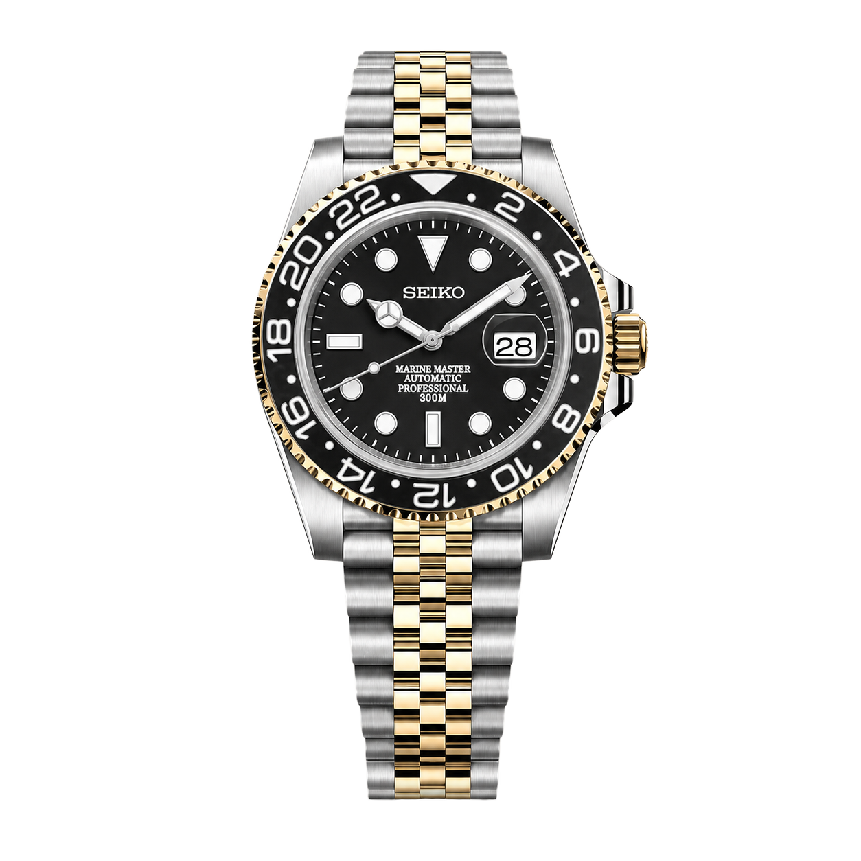 Seiko Mod Submariner 24H – Black Gold 2-Tone watch