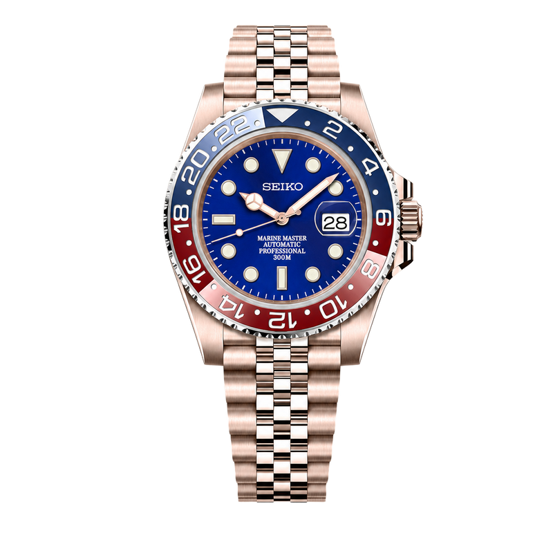 Seiko Mod Submariner 24H – Blue Pepsi Rose Gold