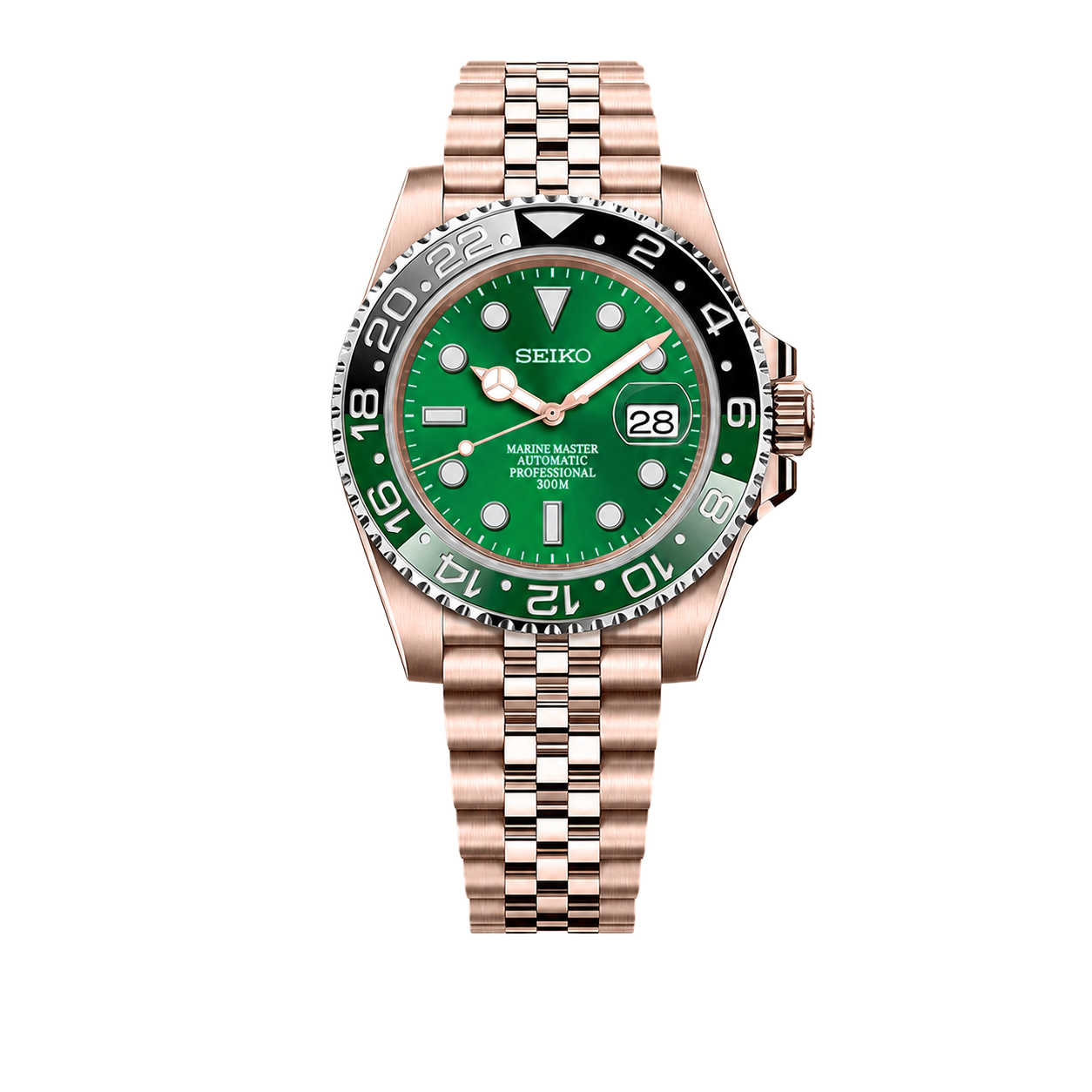 Seiko Mod Submariner 24H – Green Sprite Rose Gold watch