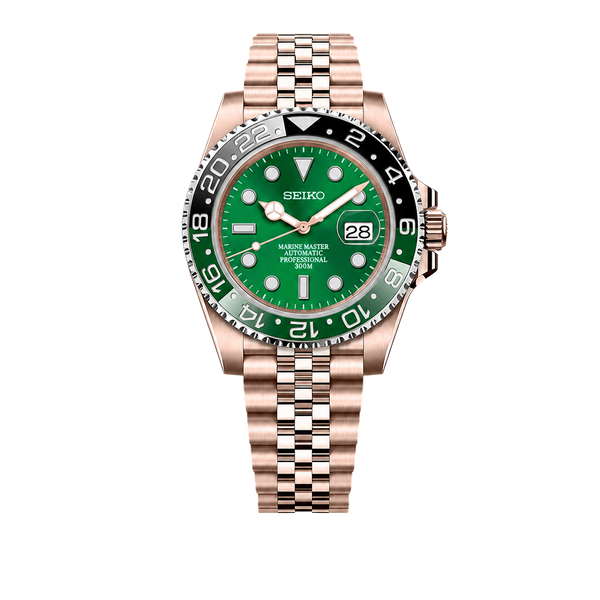 Seiko Mod Submariner 24H – Green Sprite Rose Gold
