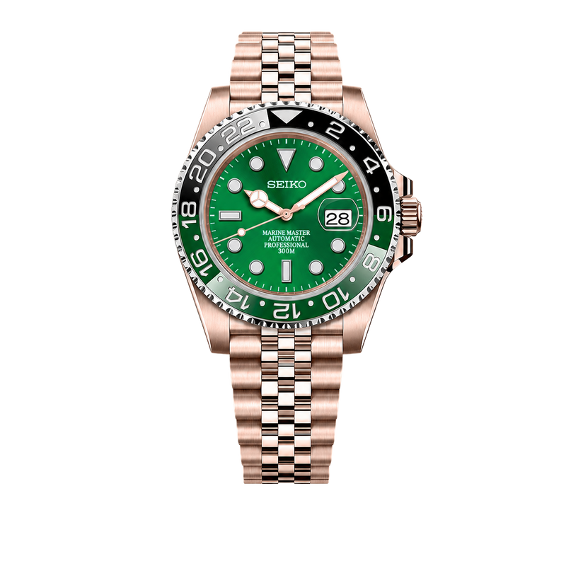 Seiko Mod Submariner 24H – Green Sprite Rose Gold