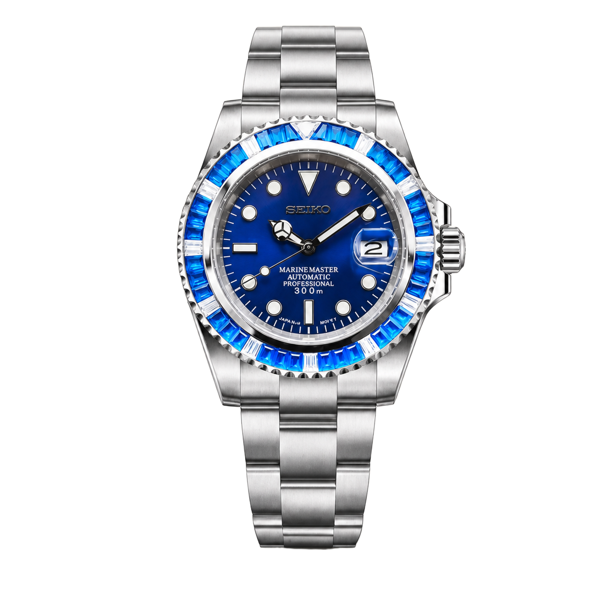 Seiko Mod Submariner - Blue Ruby watch