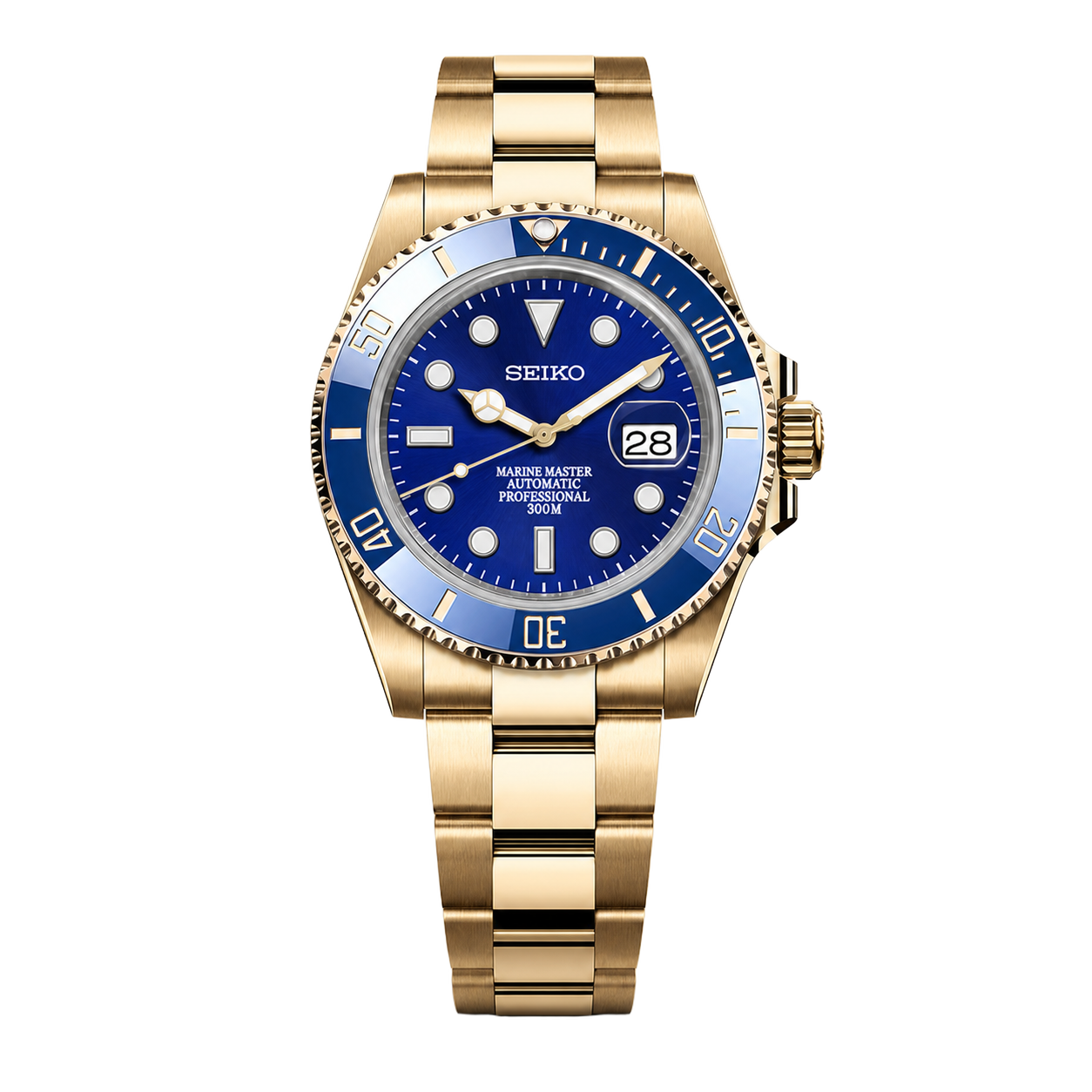 Seiko Mod Submariner Diver – Gold Bluesy watch