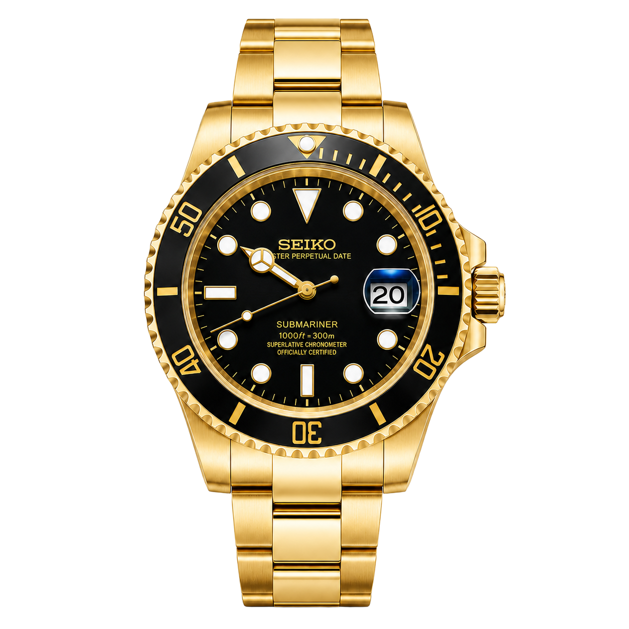 Seiko Mod Submariner – Full Gold watch
