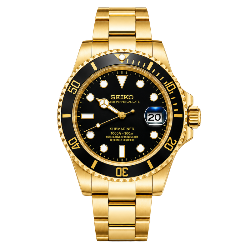 Seiko Mod Submariner – Full Gold watch