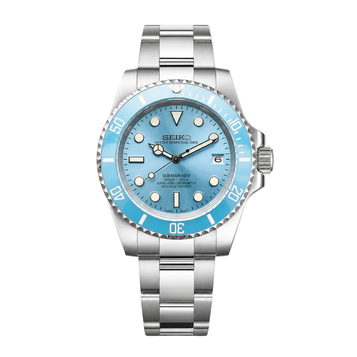 Seiko Mod Submariner - Ice Blue watch