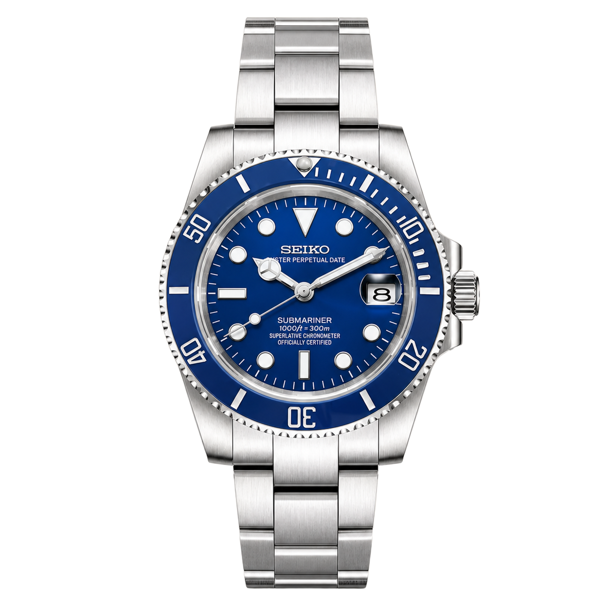 Seiko Mod Submariner - Smurf Blue watch