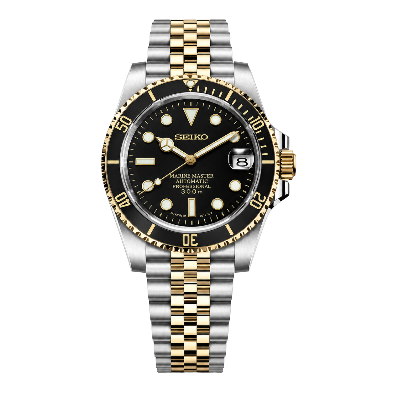 Seiko Mod Submariner – Two-Tone Black watch