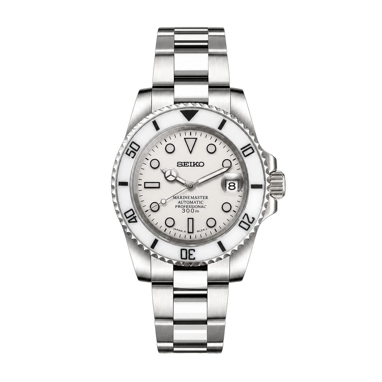 Seiko Mod Submariner - White Steel watch