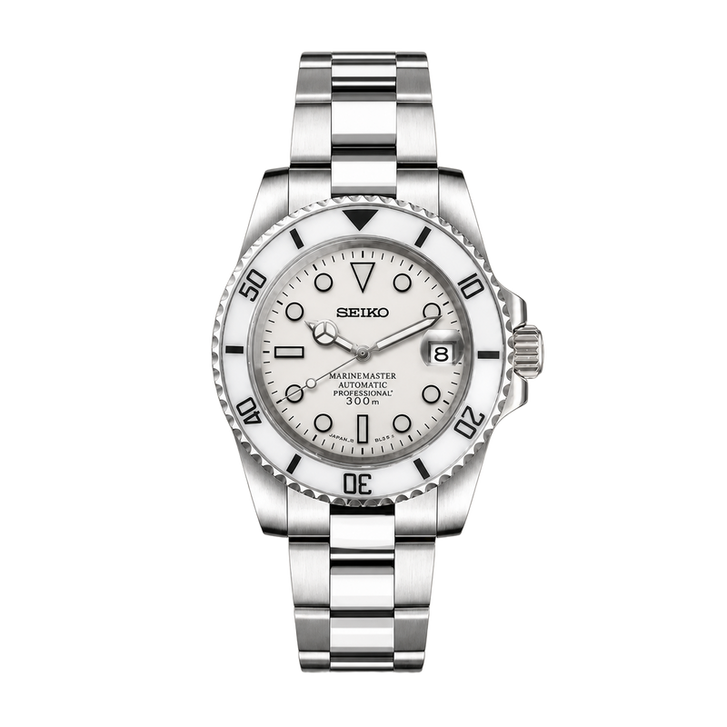 Seiko Mod Submariner - White Steel watch