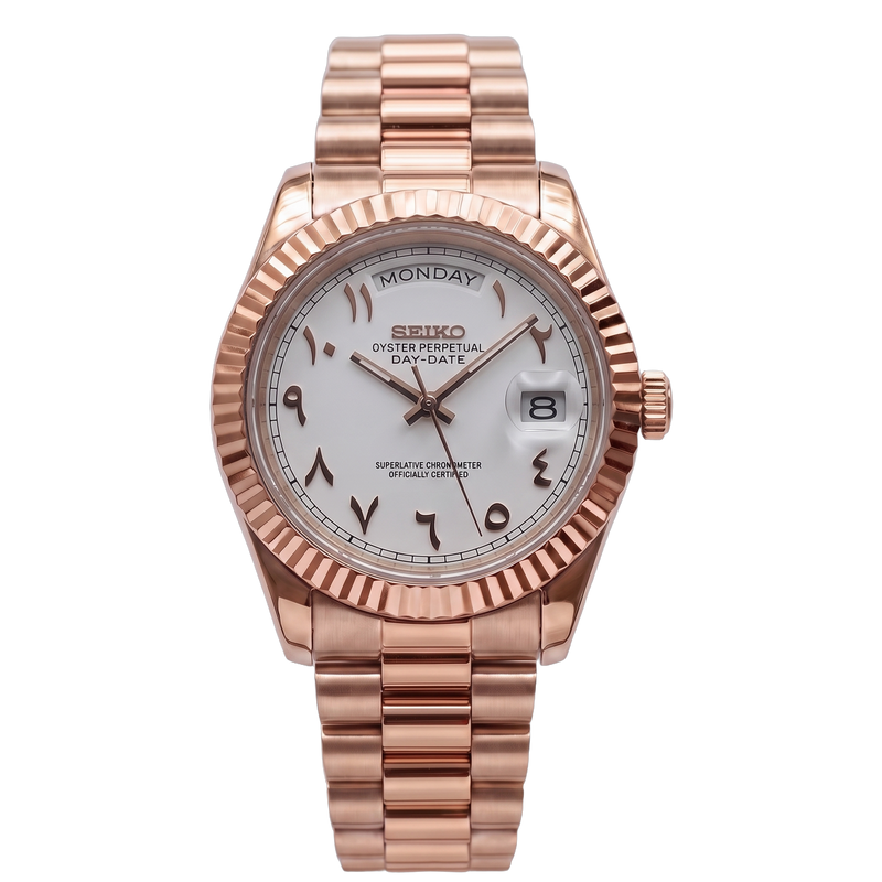 Seiko Mod Day-Date – Rose White Arabic