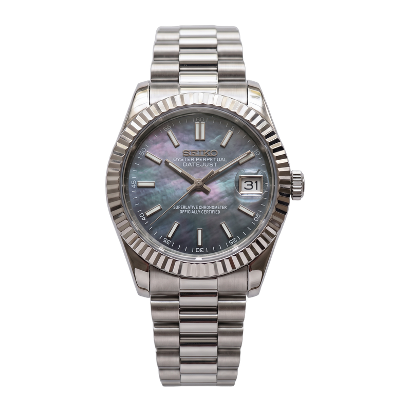 Seiko Mod Datejust – Black Mother of Pearl Dial