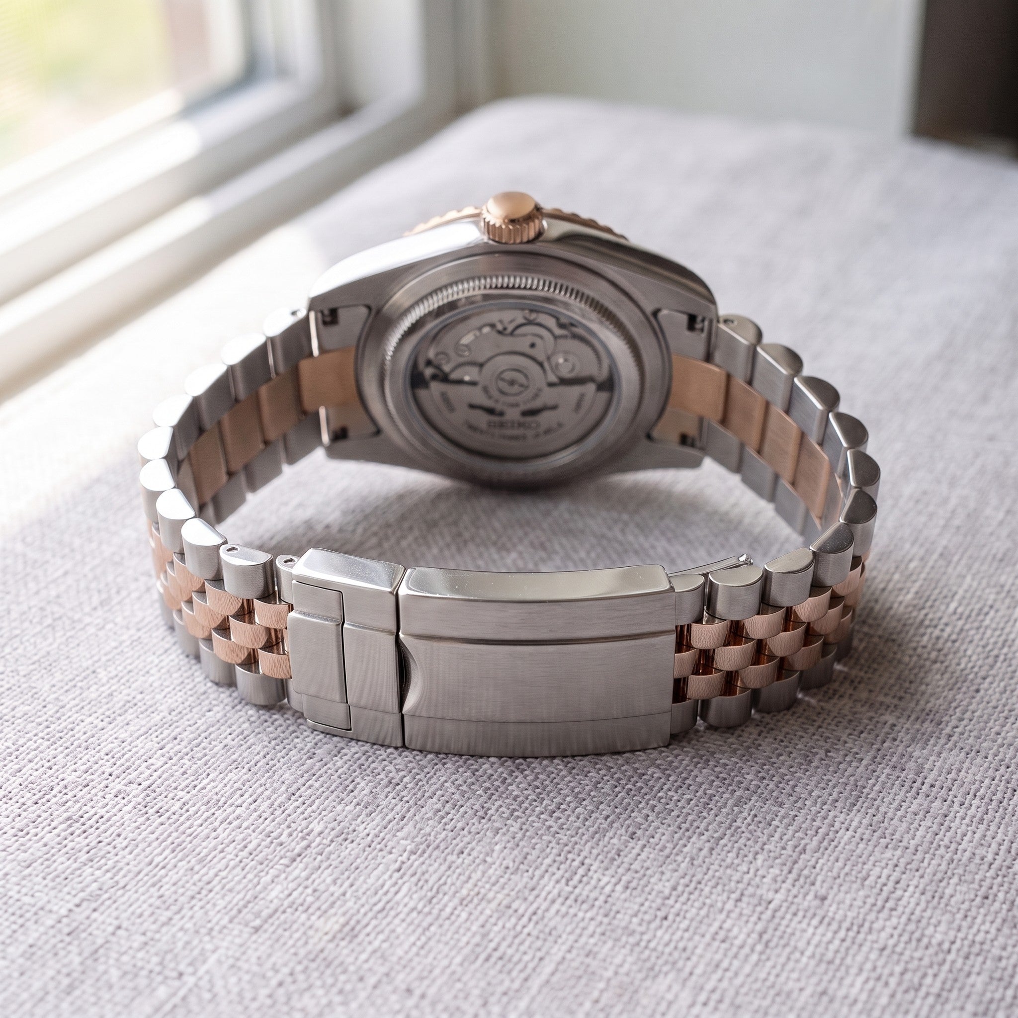 Seiko Mod Datejust Two-Tone Chocolate | Rose Gold Diamond Dial