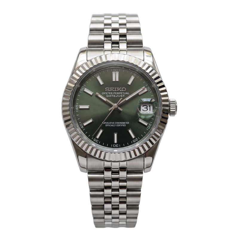 Seiko Mod Datejust – Dark Green Sunburst Dial