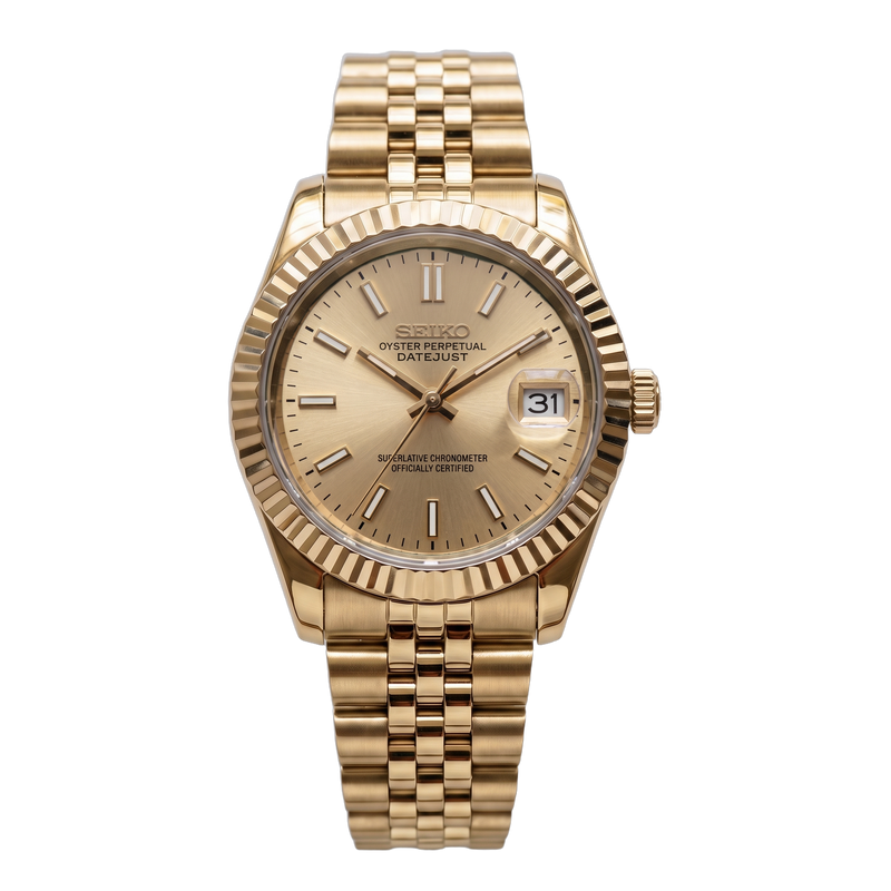 Seiko Mod Datejust – Full Gold Champagne Dial